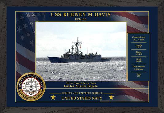 USS Rodney M Davis FFG-60 Framed Patriotic Photo