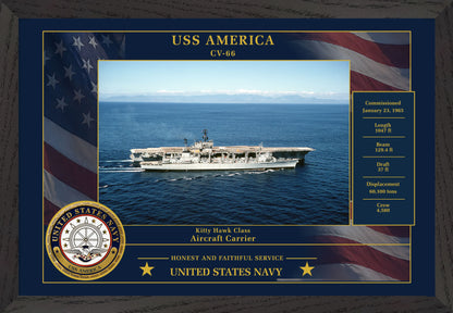USS America CV-66 Framed Patriotic Photo