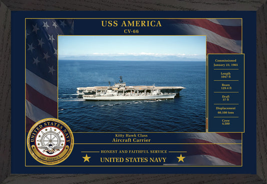 USS America CV-66 Framed Patriotic Photo