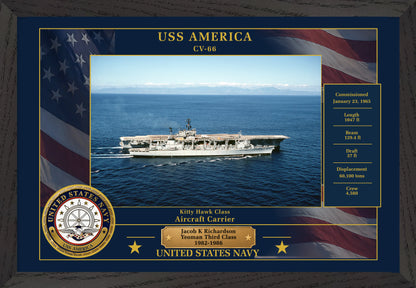 USS America CV-66 Framed Patriotic Photo
