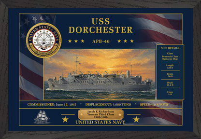 USS Dorchester APB-46 Framed Patriotic Art