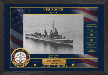 USS Foote DD-511 Framed Patriotic Photo