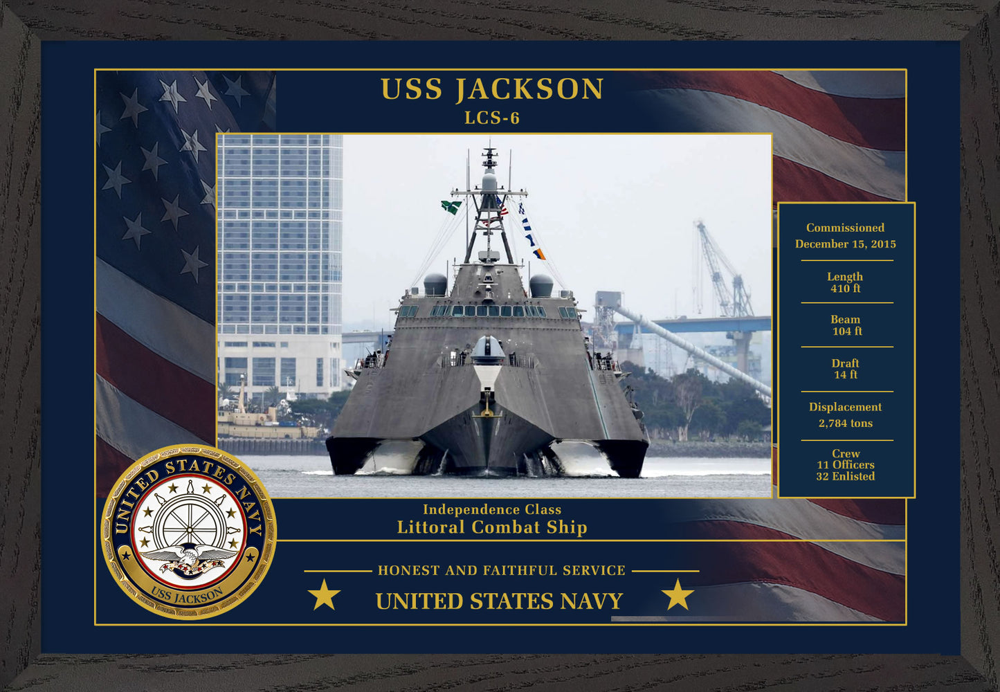 USS Jackson LCS-6 Framed Patriotic Photo
