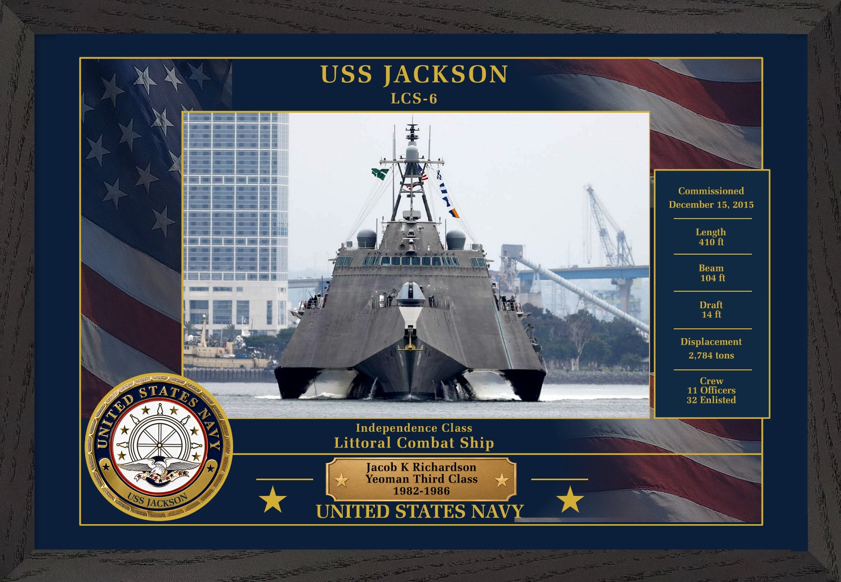 USS Jackson LCS-6 Framed Patriotic Photo