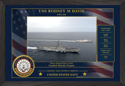 USS Rodney M Davis FFG-60 Framed Patriotic Photo