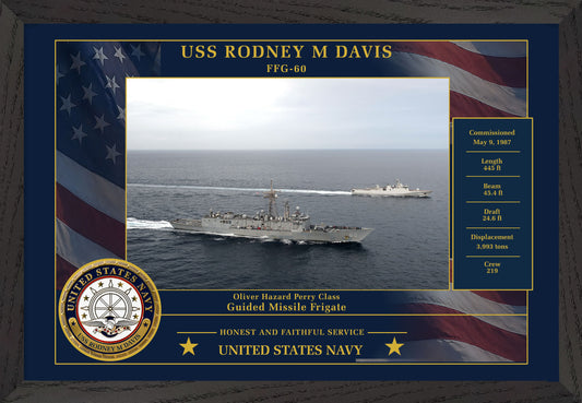 USS Rodney M Davis FFG-60 Framed Patriotic Photo