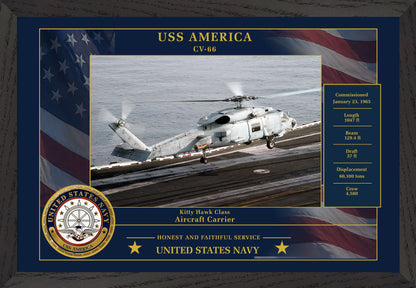 USS America CV-66 Framed Patriotic Photo