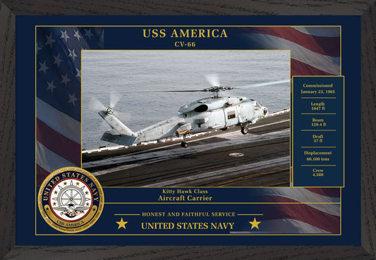 USS America CV-66 Framed Patriotic Photo