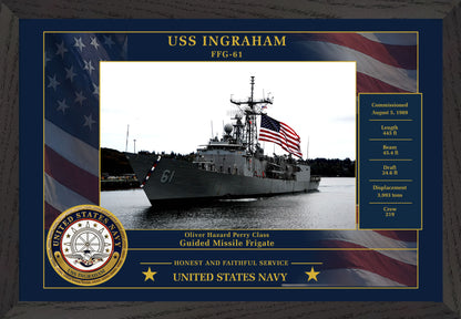 USS Ingraham FFG-61 Framed Patriotic Photo