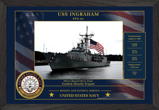 USS Ingraham FFG-61 Framed Patriotic Photo