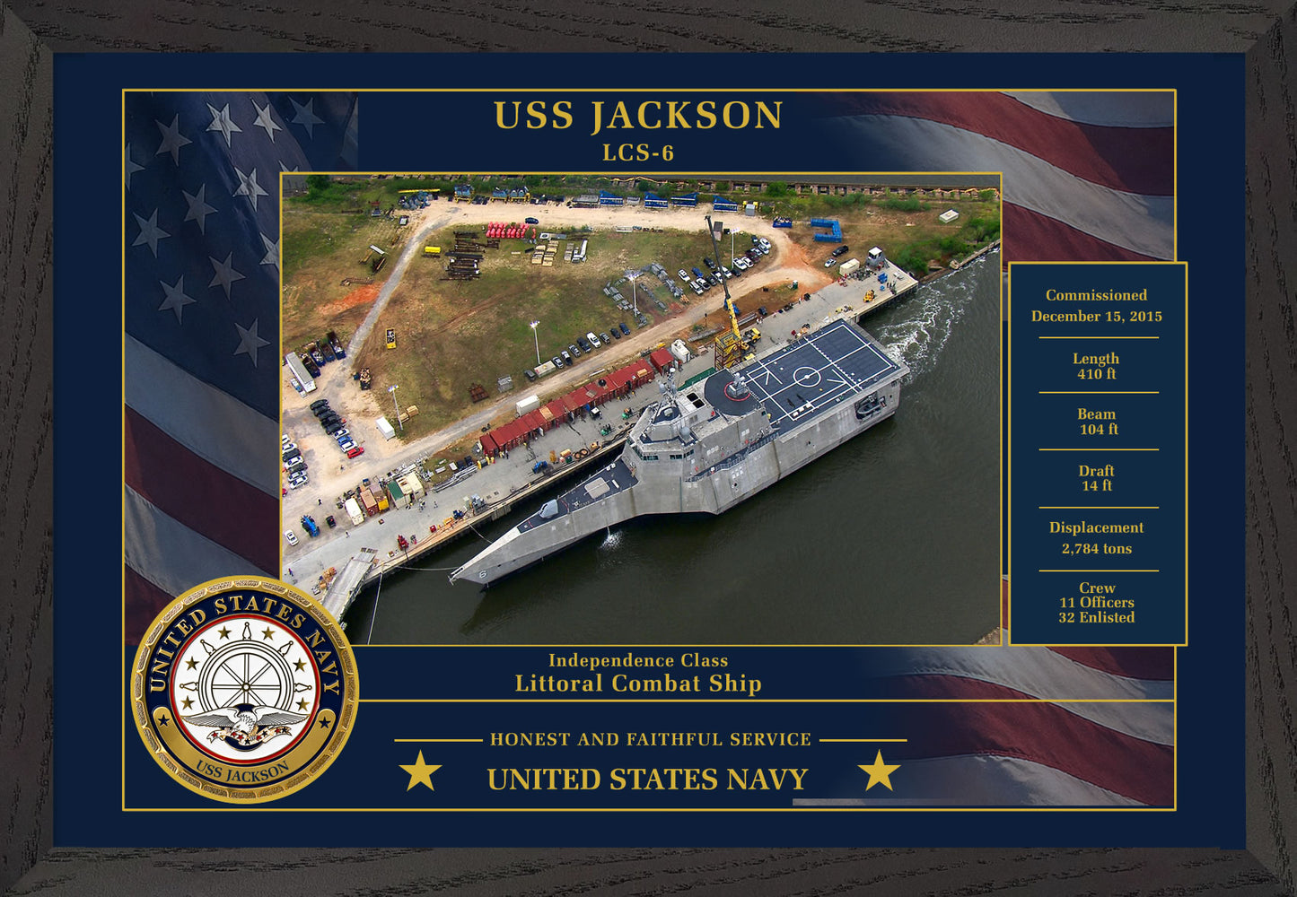 USS Jackson LCS-6 Framed Patriotic Photo