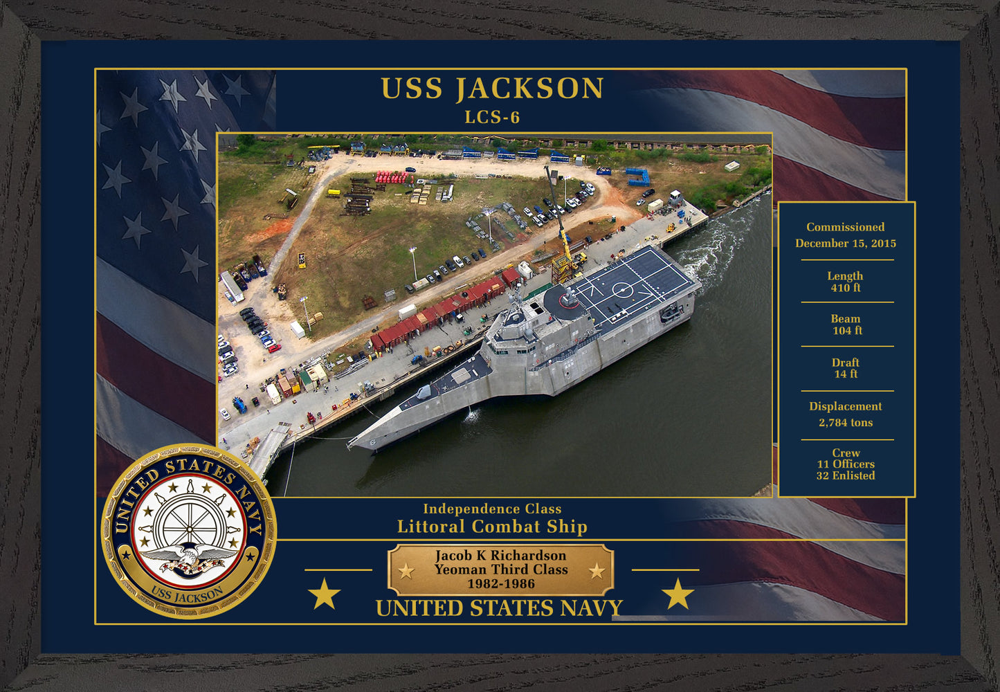 USS Jackson LCS-6 Framed Patriotic Photo