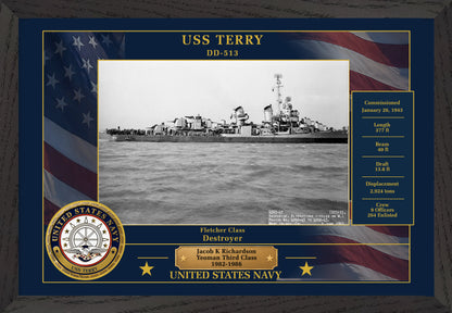 USS Terry DD-513 Framed Patriotic Photo