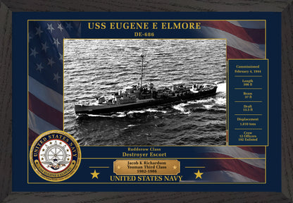 USS Eugene E Elmore DE-686 Framed Patriotic Photo
