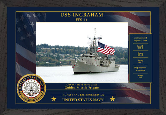 USS Ingraham FFG-61 Framed Patriotic Photo
