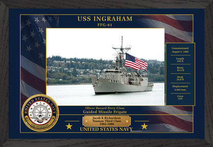 USS Ingraham FFG-61 Framed Patriotic Photo