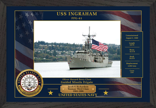 USS Ingraham FFG-61 Framed Patriotic Photo