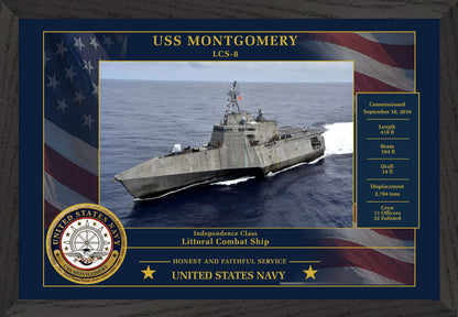 USS Montgomery LCS-8 Framed Patriotic Photo