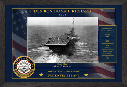 USS Bon Homme Richard CV-31 Framed Patriotic Photo