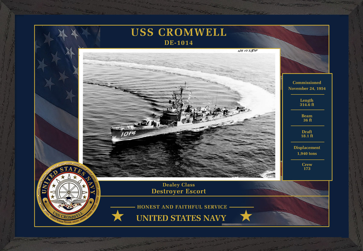 USS Cromwell DE-1014 Framed Patriotic Photo