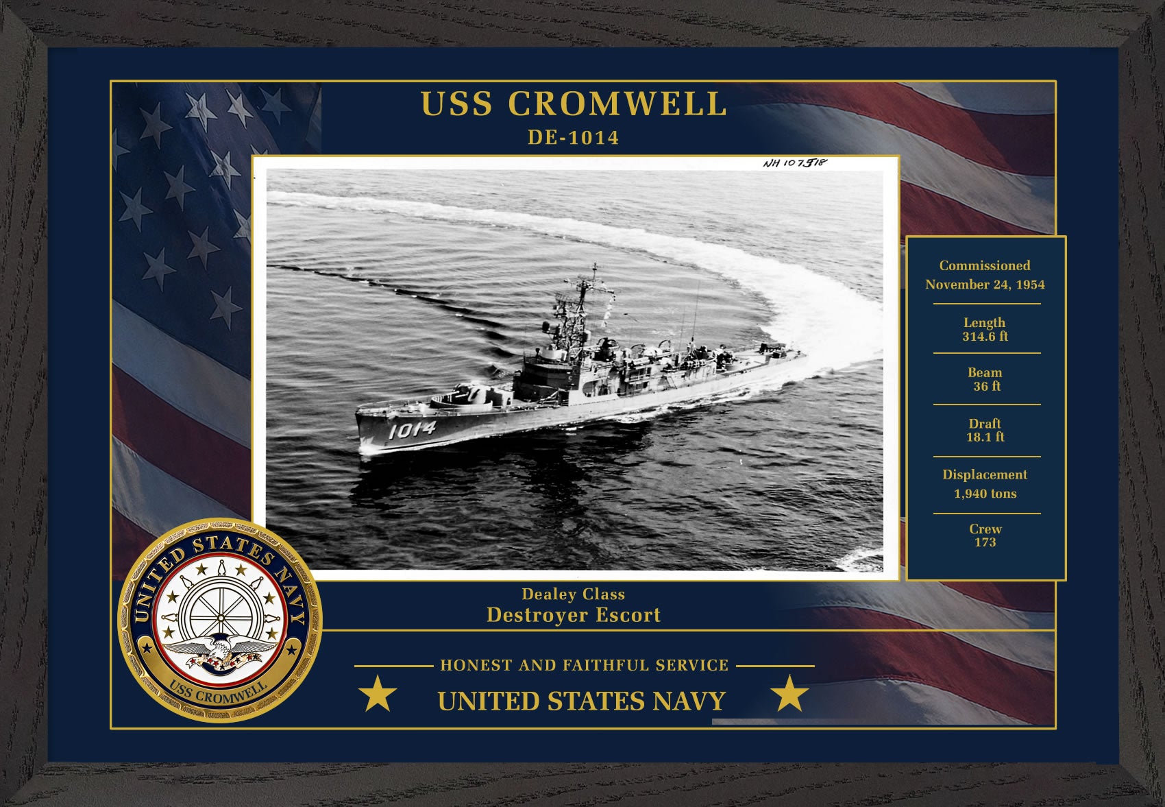 USS Cromwell DE-1014 Framed Patriotic Photo