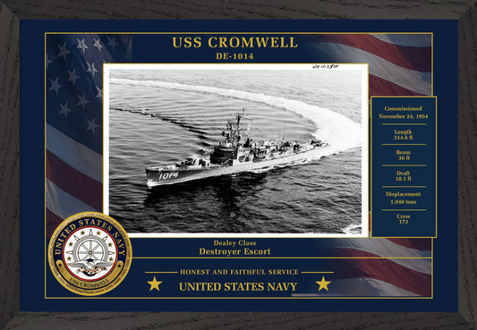 USS Cromwell DE-1014 Framed Patriotic Photo