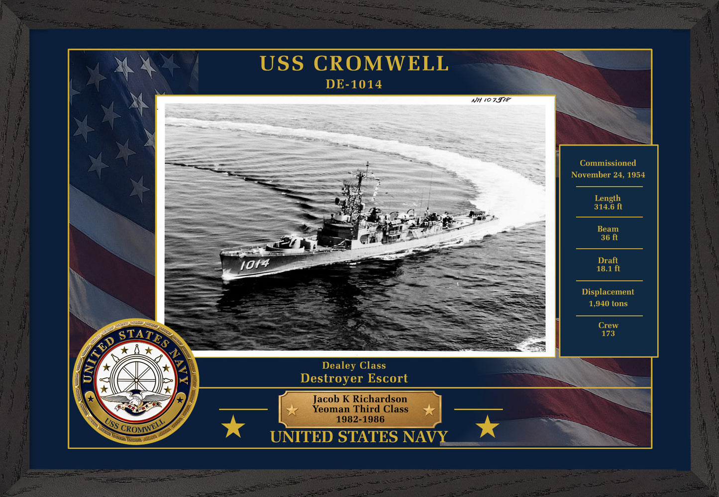 USS Cromwell DE-1014 Framed Patriotic Photo