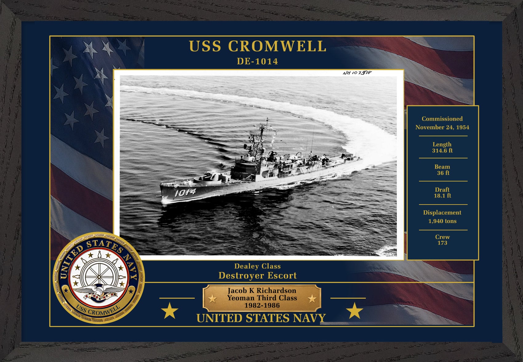 USS Cromwell DE-1014 Framed Patriotic Photo