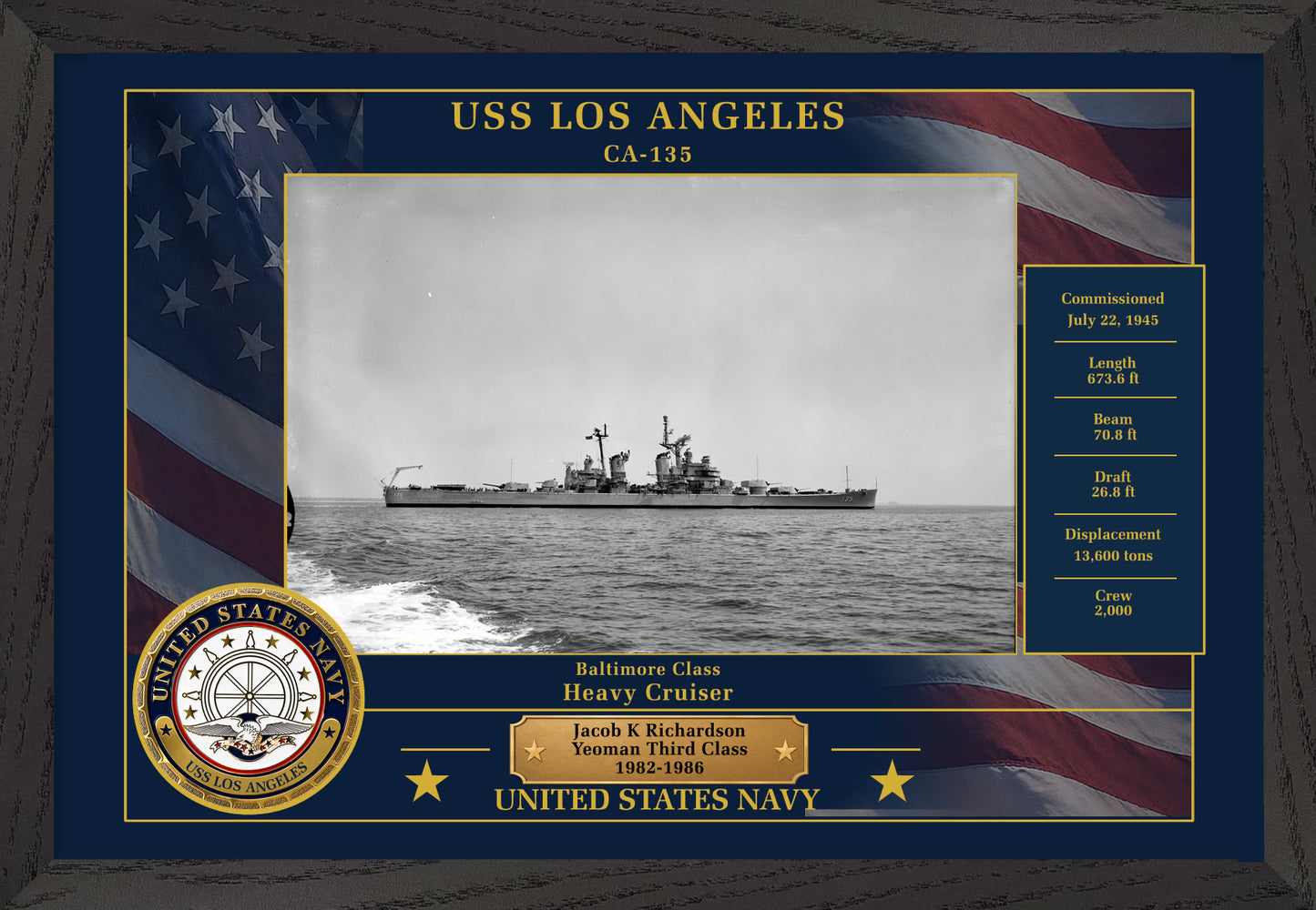 USS Los Angeles CA-135 Framed Patriotic Photo