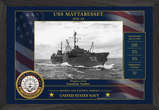 USS Mattabesset AOG-52 Framed Patriotic Photo