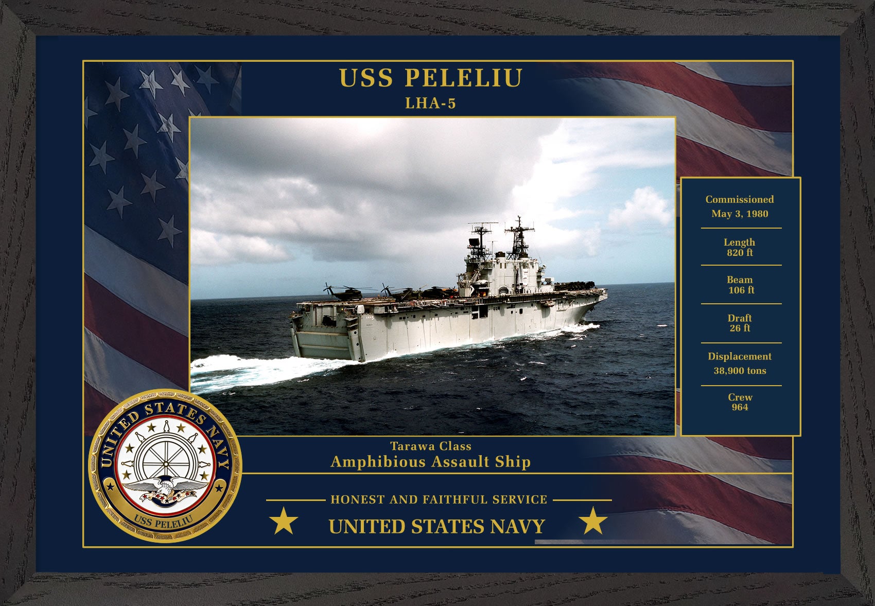 USS Peleliu LHA-5 Framed Patriotic Photo