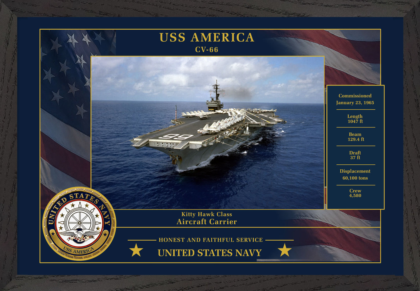 USS America CV-66 Framed Patriotic Photo