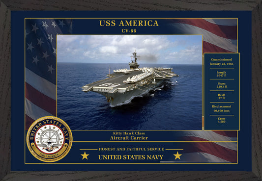 USS America CV-66 Framed Patriotic Photo