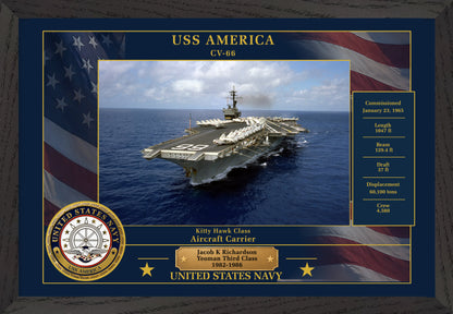 USS America CV-66 Framed Patriotic Photo