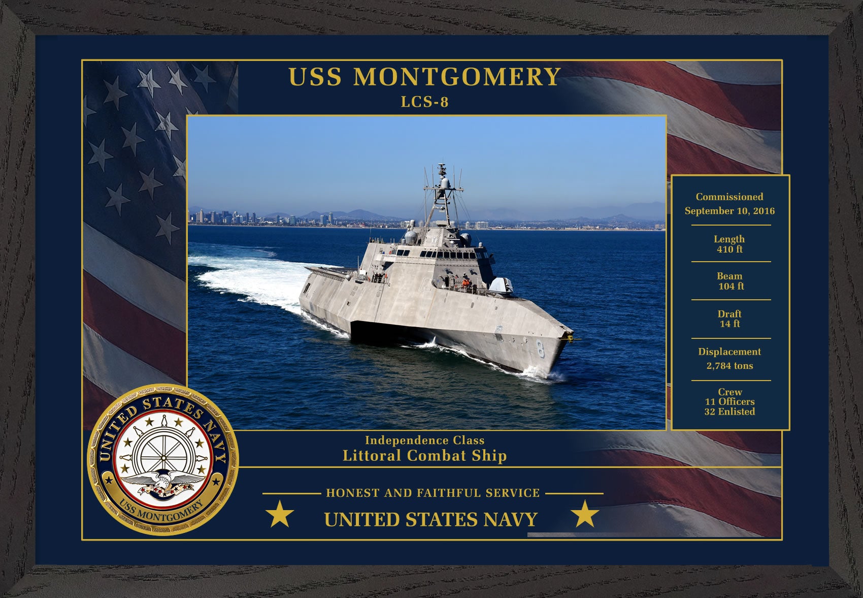 USS Montgomery LCS-8 Framed Patriotic Photo