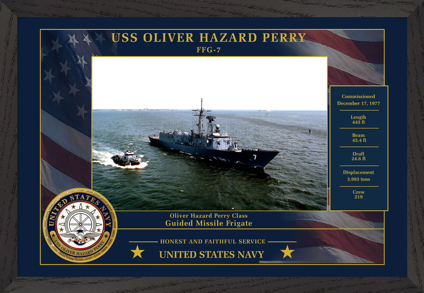 USS Oliver Hazard Perry FFG-7 Framed Patriotic Photo