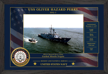 USS Oliver Hazard Perry FFG-7 Framed Patriotic Photo