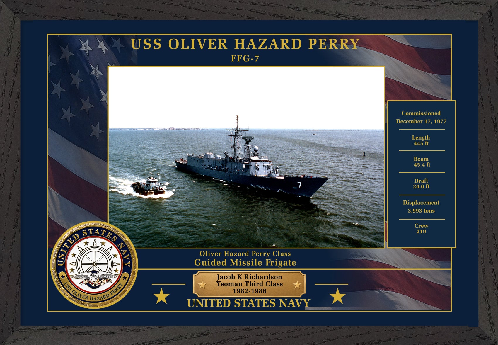 USS Oliver Hazard Perry FFG-7 Framed Patriotic Photo