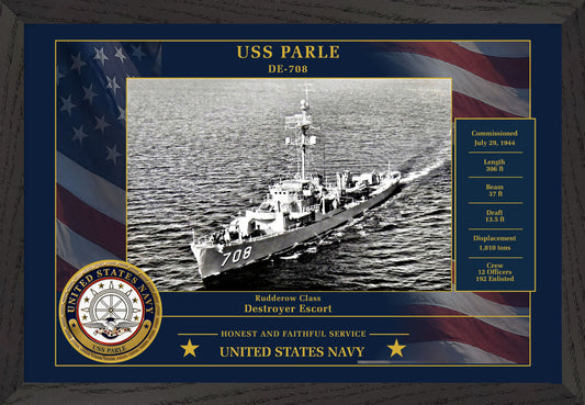 USS Parle DE-708 Framed Patriotic Photo