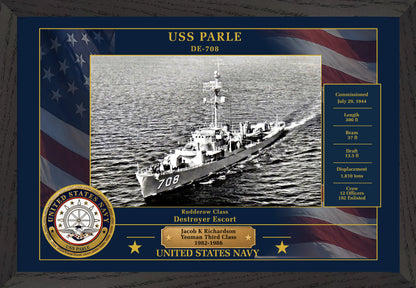 USS Parle DE-708 Framed Patriotic Photo