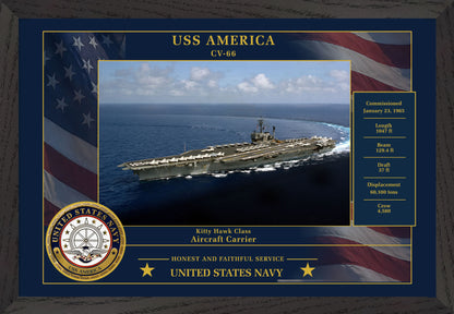 USS America CV-66 Framed Patriotic Photo