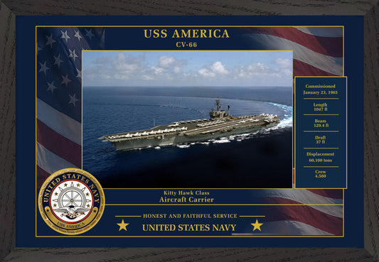 USS America CV-66 Framed Patriotic Photo