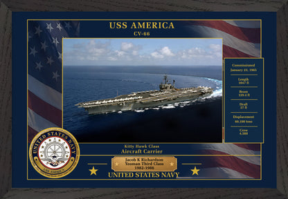 USS America CV-66 Framed Patriotic Photo