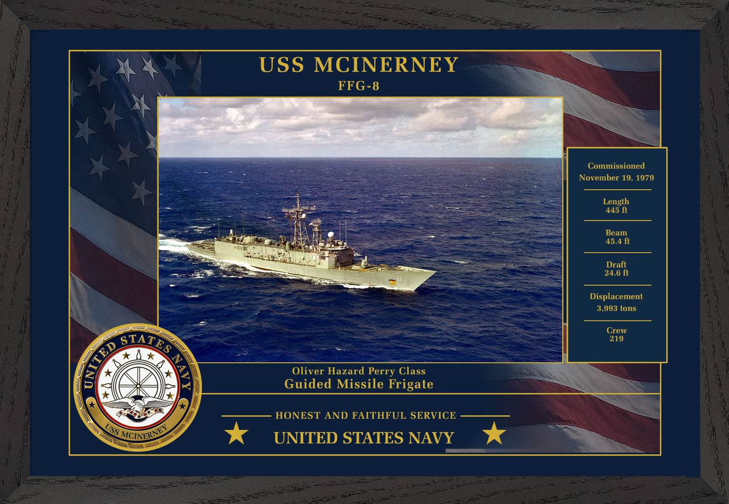 USS Mcinerney FFG-8 Framed Patriotic Photo