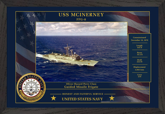 USS Mcinerney FFG-8 Framed Patriotic Photo