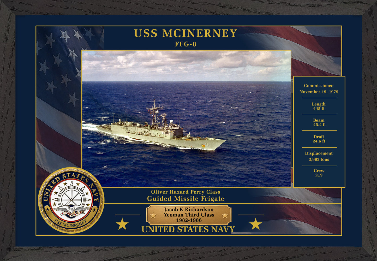 USS Mcinerney FFG-8 Framed Patriotic Photo
