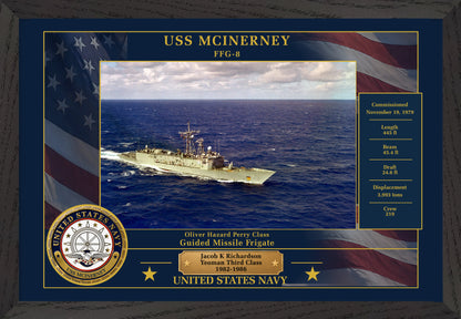 USS Mcinerney FFG-8 Framed Patriotic Photo