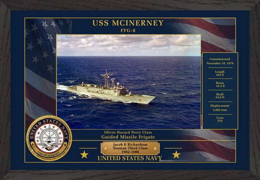 USS Mcinerney FFG-8 Framed Patriotic Photo