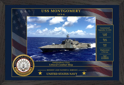 USS Montgomery LCS-8 Framed Patriotic Photo