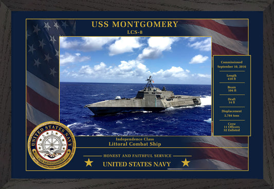 USS Montgomery LCS-8 Framed Patriotic Photo